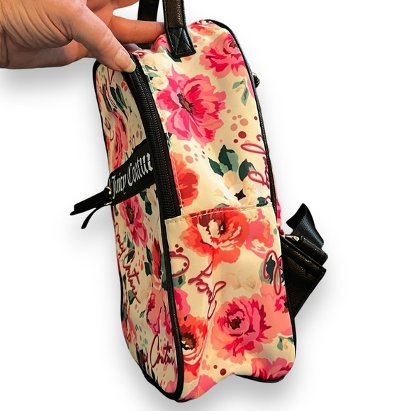 Juicy Couture Zip Back Pack Pick Ur Petal Floral Rose Print Vinyl Pockets Small - Picture 8 of 9